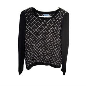 Cynthia Rowley Black and White Print Blouse Sz S